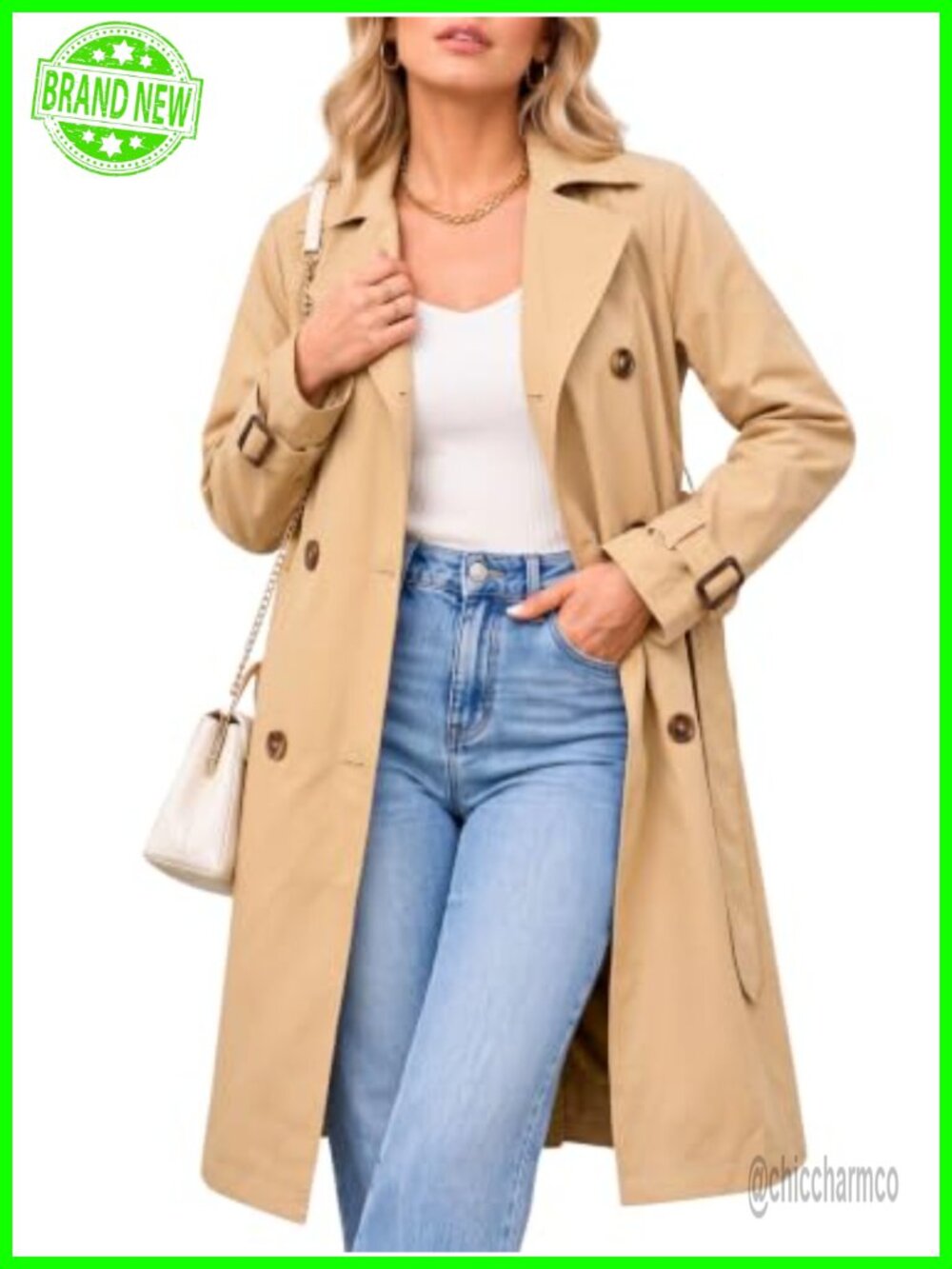 Steve Madden Women's Oversized Long Lapel Trench Coat Fall Jacket